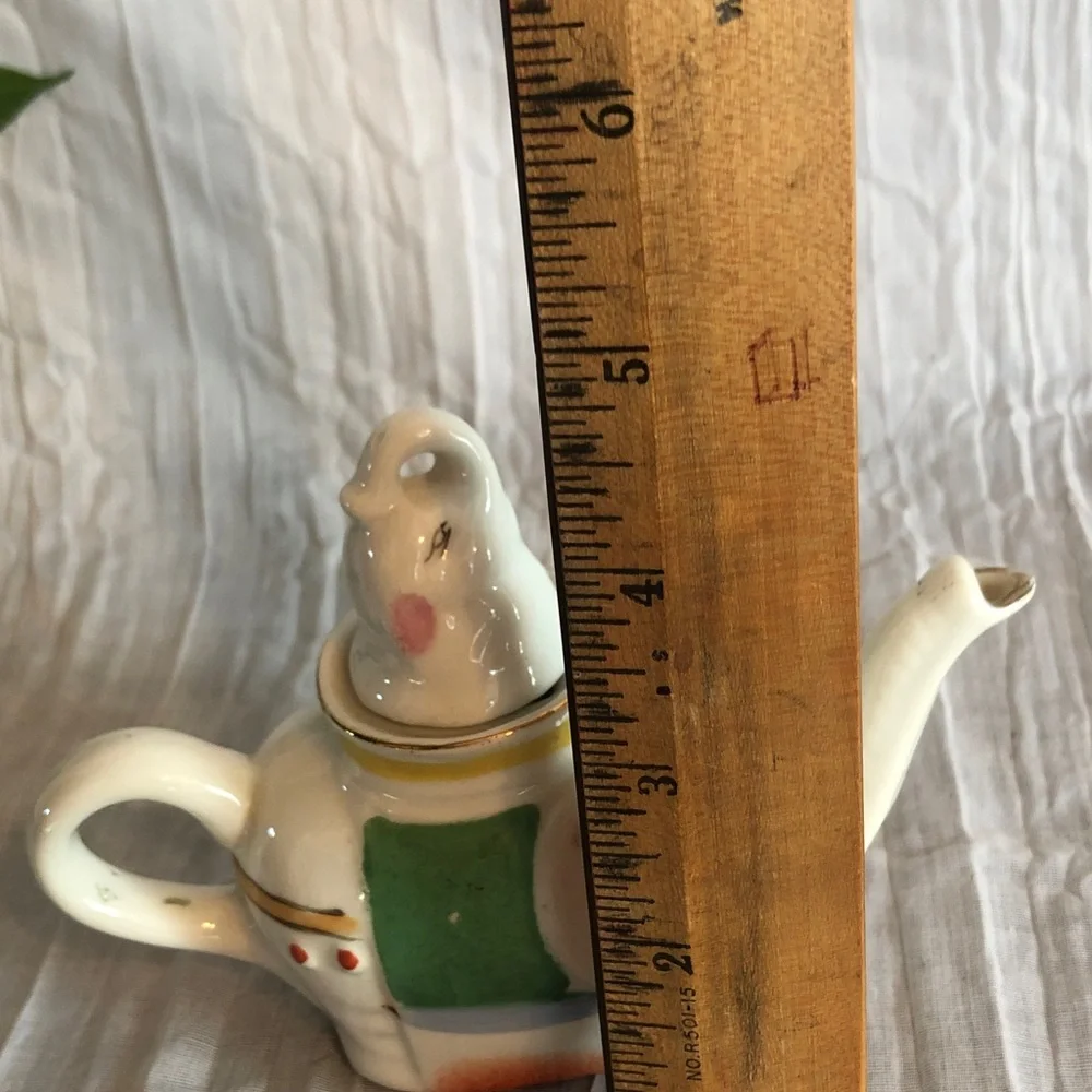 Vintage 1990s PIER 1 IMPORTS porcelain hand painted mini elephant & baby teapot